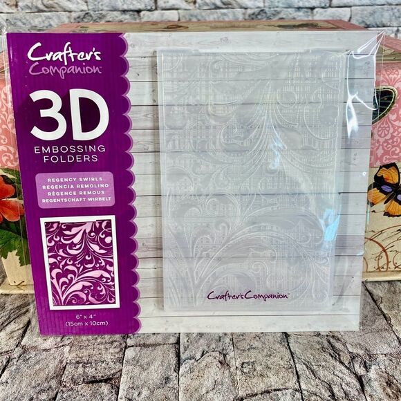 Crafters Companion 3D Embossing Folder 6" x 4" Regency Swirls Design Card Making - Picture 1 of 5